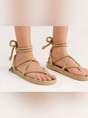 Free People Nomadic State Romano Rope Wrap Ankle Sandals in Natural 7